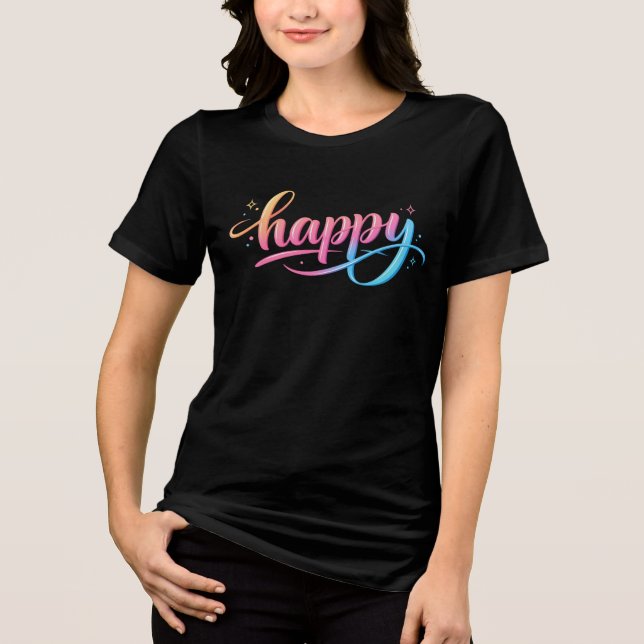Vibrant Pastel Gradient HAPPY Typography - Modern  Tri-Blend Shirt (Front)
