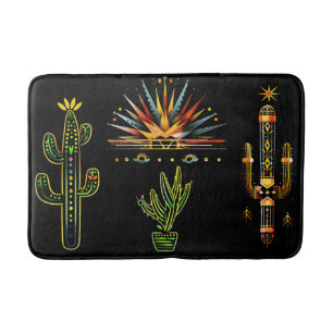 Vibrant Pattern Cactus Southwestern Bath Mat