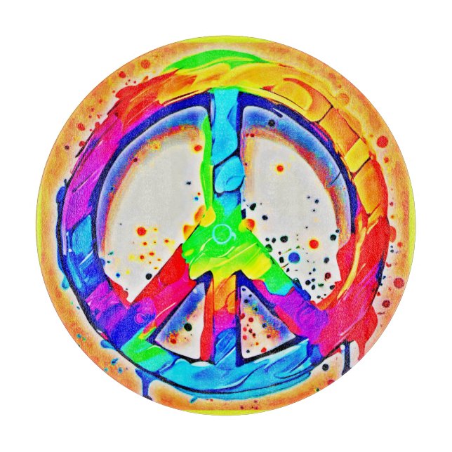 Vibrant Peace Logo: Colourful Artwork Cutting Board (Front)