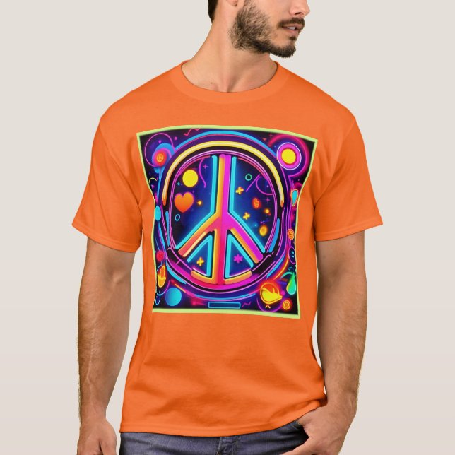 Vibrant Peace Sign Design T-Shirt (Front)