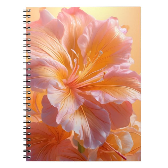 Vibrant Peach Hibiscus Floral Notebook (Front)