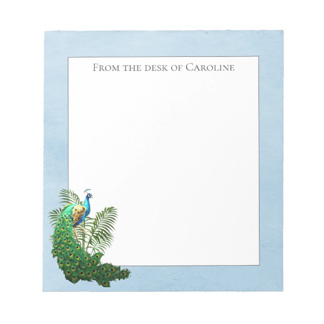 Vibrant Peacock | Blue Notepad (Front)