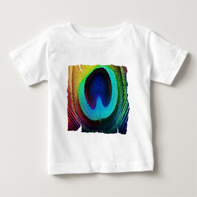 Vibrant Peacock Feather Baby T-Shirt (Front)