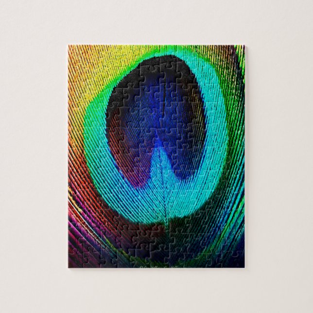 Vibrant Peacock Feather Jigsaw Puzzle (Vertical)