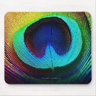 Vibrant Peacock Feather Mouse Pad