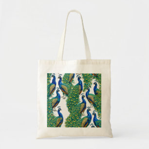 Vibrant Peacock Feather Pattern in Royal Blue Tote Bag