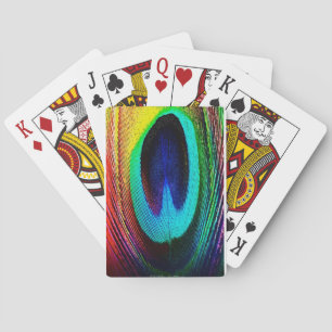 Vibrant Peacock Feather Playing Cards
