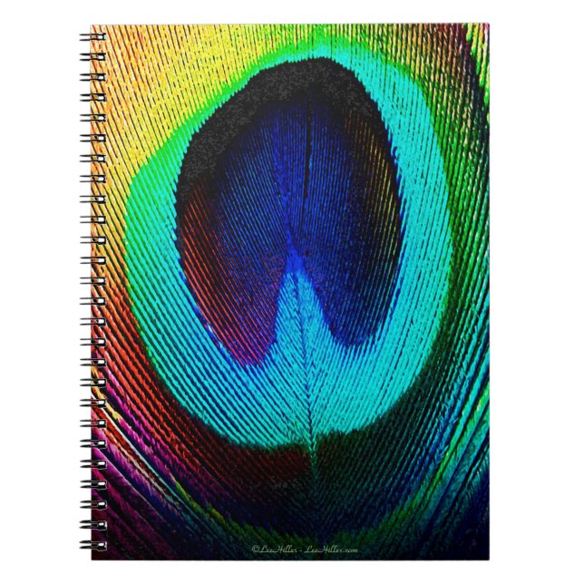 Vibrant Peacock Feather Spiral Notebook (Front)