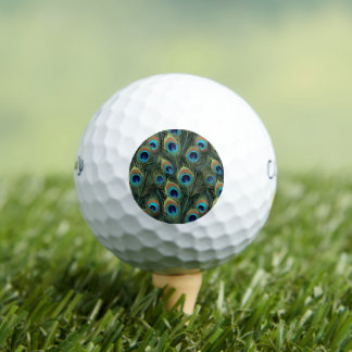 Vibrant Peacock Feathers Golf Balls