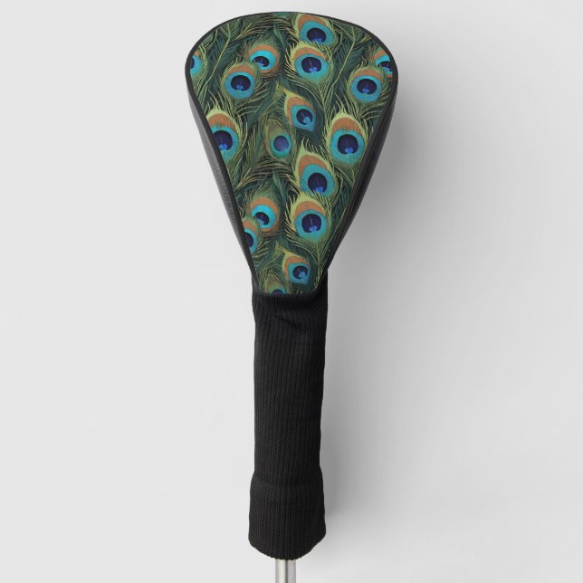 Vibrant Peacock Feathers Golf Head Cover (Front)