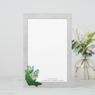Vibrant Peacock Grey Stationery