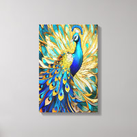 Vibrant Peacock in Art Nouveau Style Colourful Wal