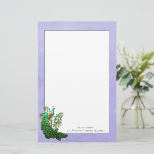 Vibrant Peacock Lavender Stationery