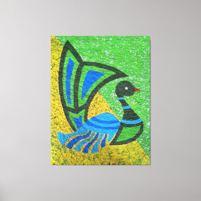 Vibrant Peacock Painting Canvas Print (Front)