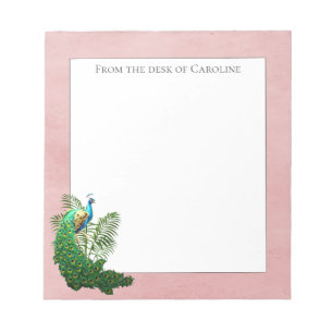 Vibrant Peacock   Pink Notepad