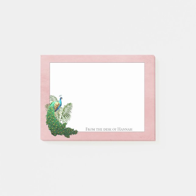 Vibrant Peacock | Pink Personalised Notes (Front)