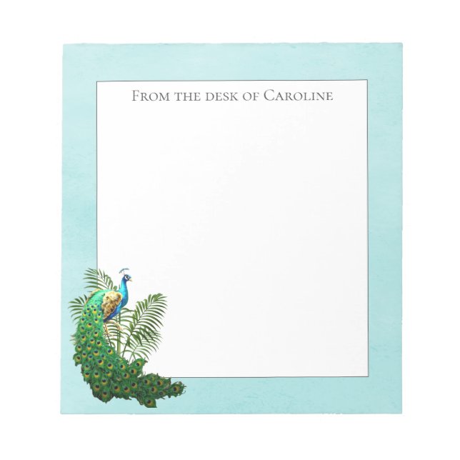Vibrant Peacock | Teal Notepad (Front)