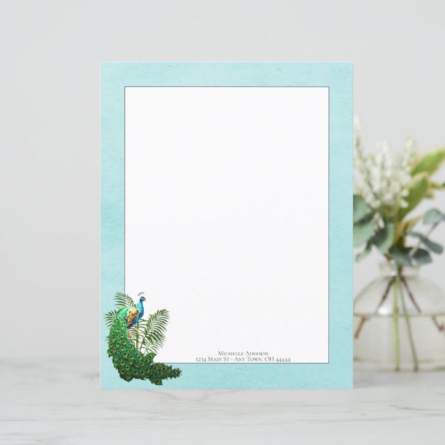Vibrant Peacock | Teal Paper Sheet (Standing Front)