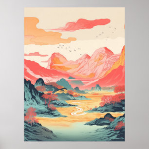 Vibrant Peaks: A Mountain Landscape Masterpiece Poster
