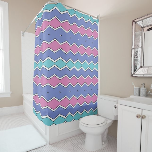 Vibrant Peaks ZigZag  Shower Curtain (In Situ)