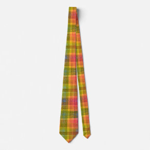 Vibrant Pencil Color Plaid Pattern Tie