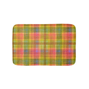 Vibrant Pencil Colour Plaid Pattern Bath Mat