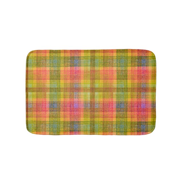 Vibrant Pencil Colour Plaid Pattern Bath Mat (Front)