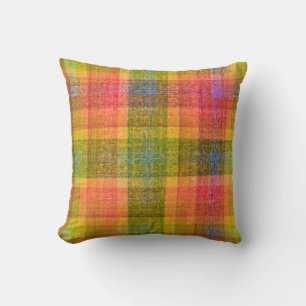 Vibrant Pencil Colour Plaid Pattern Cushion