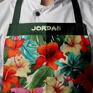 Vibrant Personalizable Tropical Floral Apron