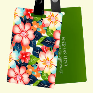 Vibrant Personalizable Tropical Floral Luggage Tag