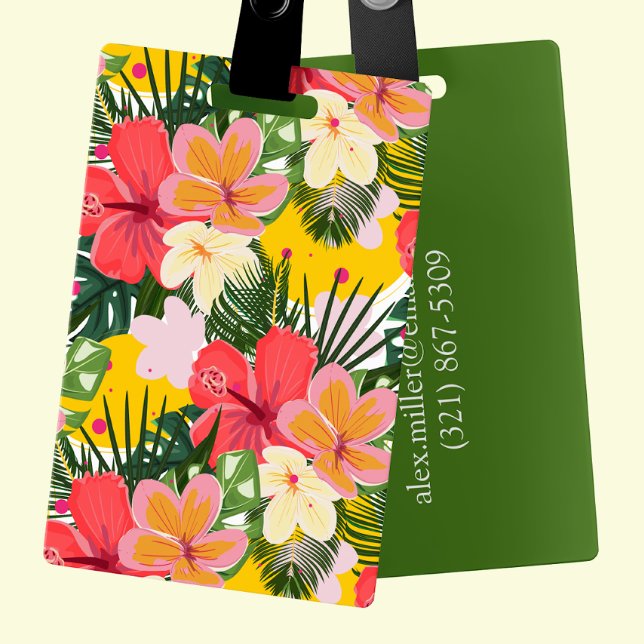Vibrant Personalizable Tropical Floral Luggage Tag (Creator Uploaded)