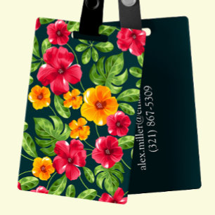 Vibrant Personalizable Tropical Floral Luggage Tag