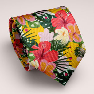 Vibrant Personalizable Tropical Floral Tie