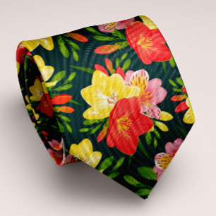 Vibrant Personalizable Tropical Floral Tie