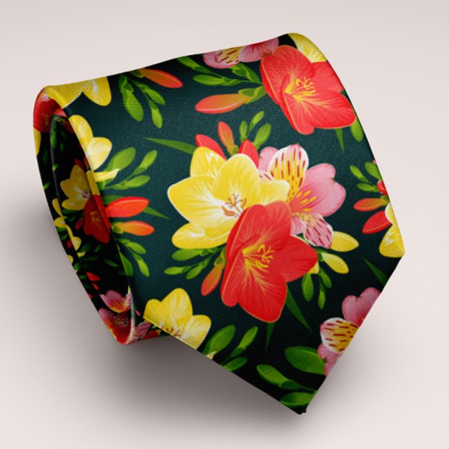 Vibrant Personalizable Tropical Floral Tie (Creator Uploaded)