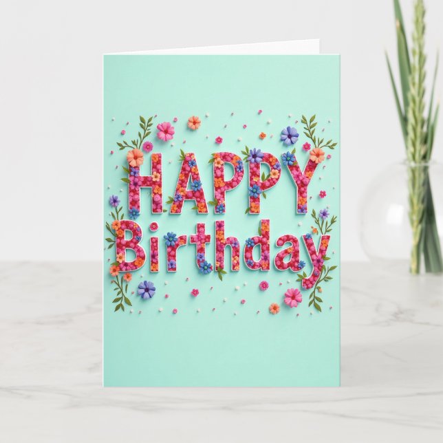 Vibrant Petal Birthday Card (Front)