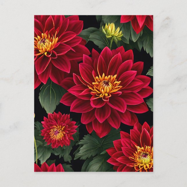 Vibrant Petals Red Dahlia Postcard (Front)