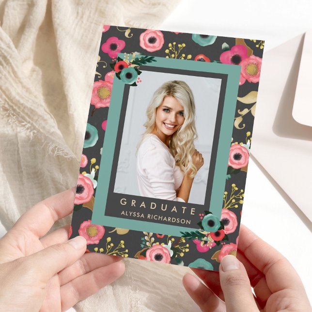 Vibrant | Photo Graduation Party Invitation Grey (Creator Uploaded)