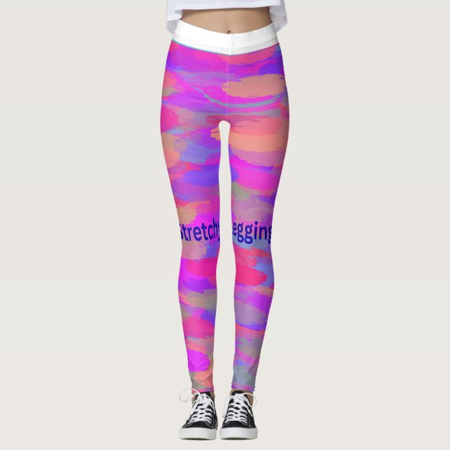 Vibrant Pink Abstract Camo Leggings (Front)