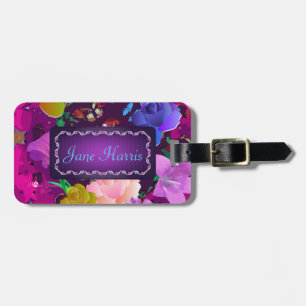 Vibrant Pink Abstract Floral Custom Luggage Tag