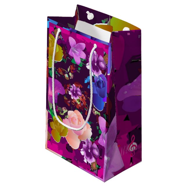 Vibrant Pink Abstract Floral Small Gift Bag (Front Angled)