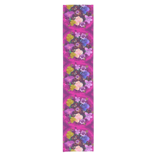 Vibrant Pink Abstract Floral Table Runner (Front)