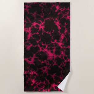 Vibrant Pink and Black Goth Beach Towel