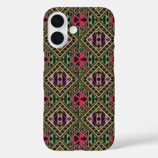 Vibrant Pink and Green Abstract Fabric Art iPhone 16 Case