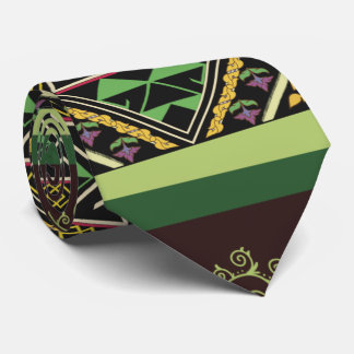 Vibrant Pink and Green Abstract Fabric Art Tie