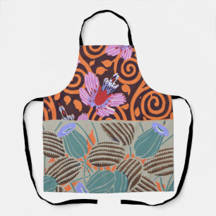 Vibrant Pink and Orange Spiral Flower Decor Apron