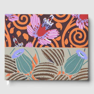 Vibrant Pink and Orange Spiral Flower Decor Guest Book