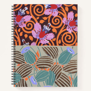 Vibrant Pink and Orange Spiral Flower Decor Notebook