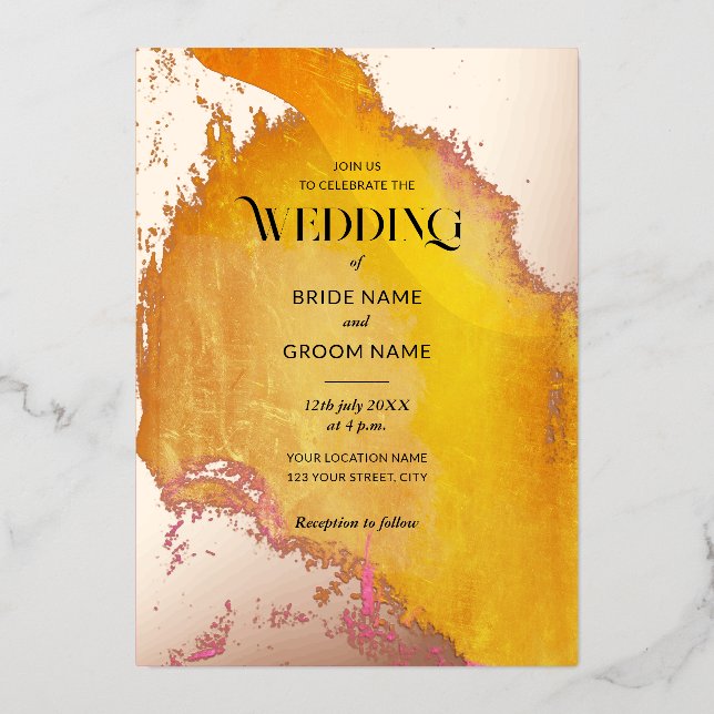 Vibrant Pink and Orange Texture Wedding (Front)