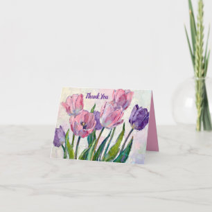 Vibrant Pink and Purple Tulips Thank You Card